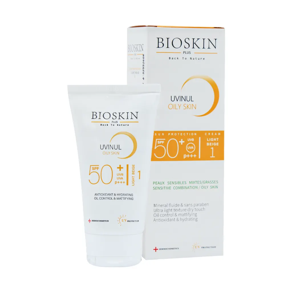 کرم ضد آفتاب رنگی Bio Skin SPF50 پوست چرب و مختلط بژ طبیعی