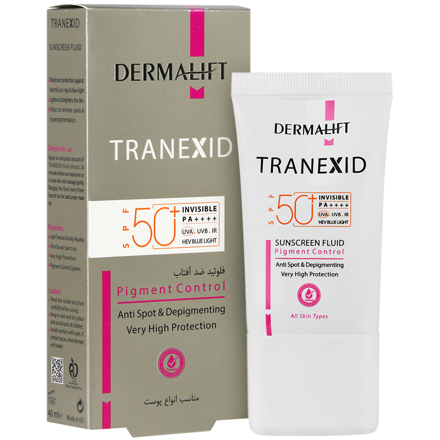 فلوئید ضد آفتاب ترنکسید spf50 بی رنگ برند درمالیفت