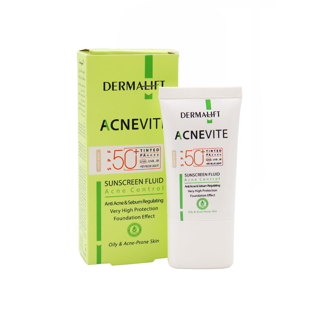فلوئید ضد آفتاب رنگی(بژ روشن) spf50 اکنویت برند درمالیفت